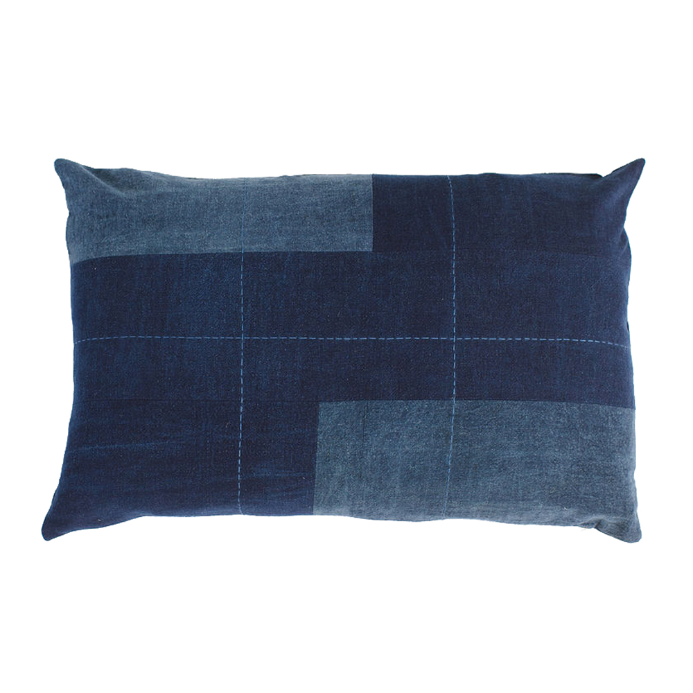 Rectangular Cushion Cover - Pieced Plain Indigo