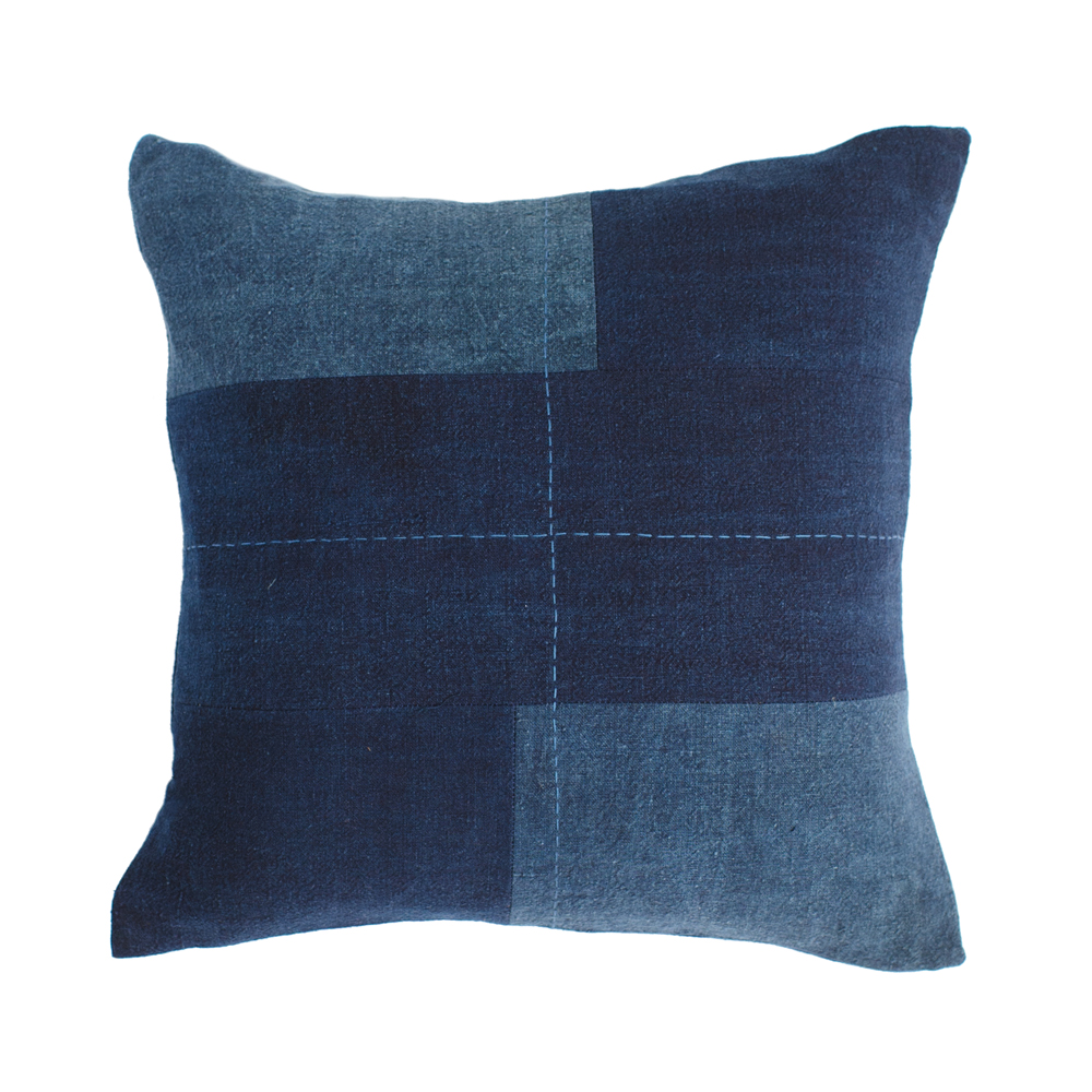 Square Cushion Cover - Pieced Plain Indigo