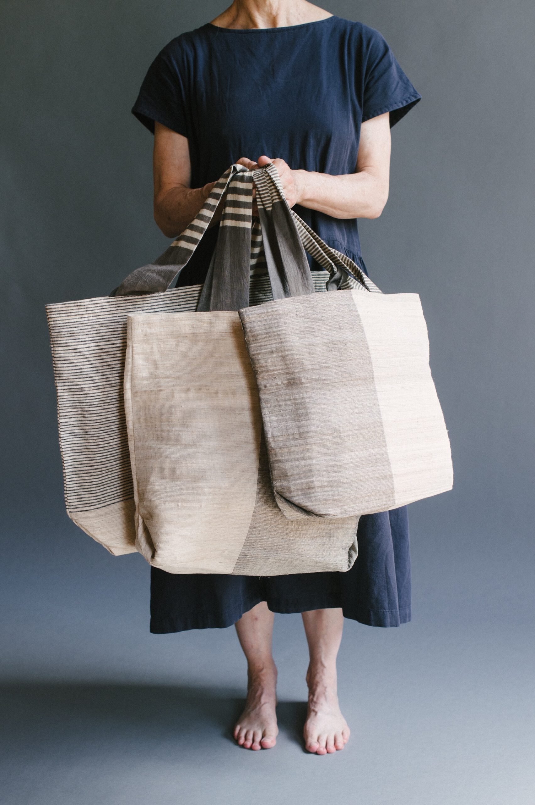 Big Tote Bag - Fine Lines (Banana Fiber) - Image 2