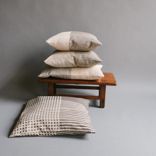 Rectangular Cushion Cover - Fine Lines (Banana Fiber)