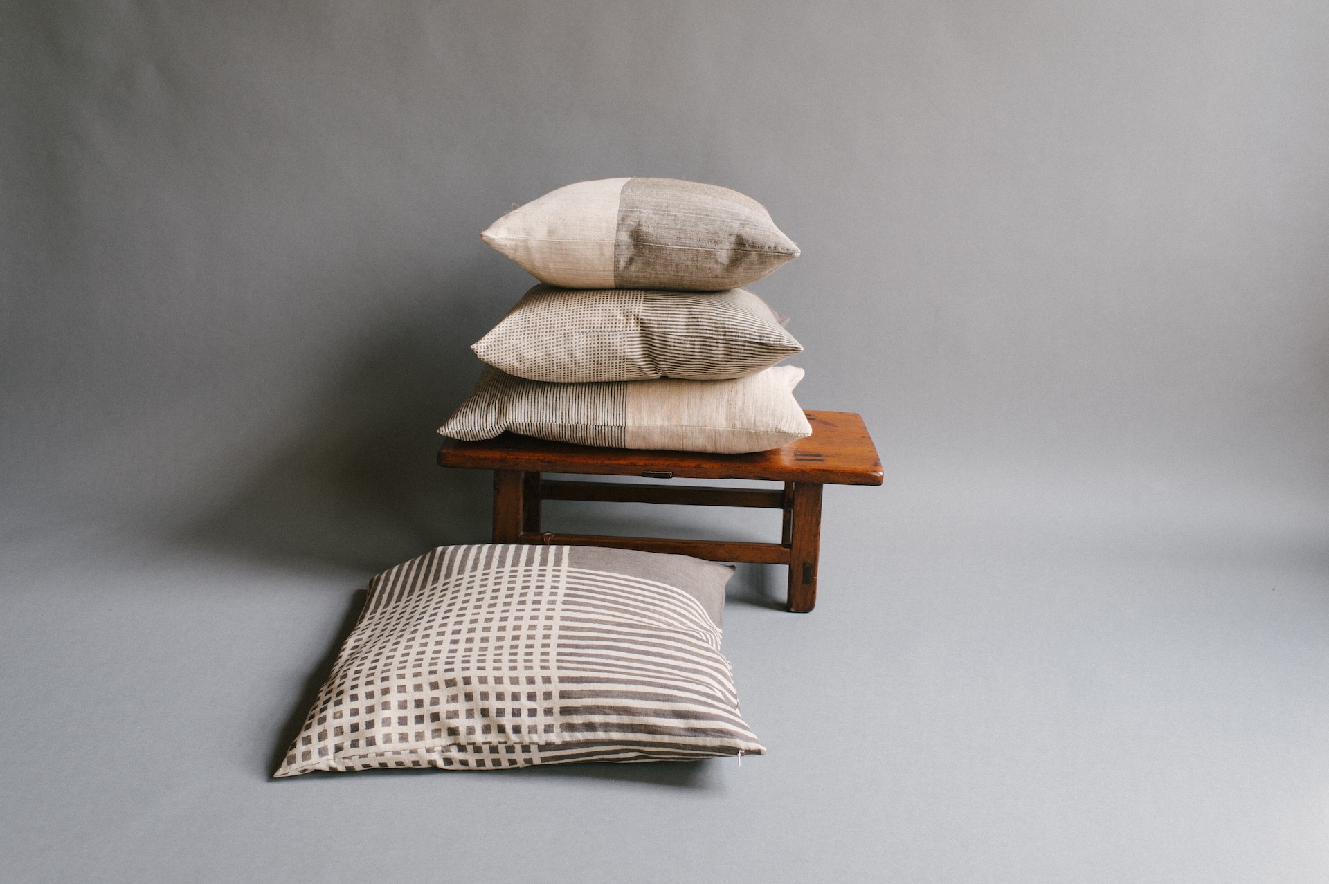 Rectangular Cushion Cover - Fine Lines (Banana Fiber)